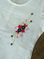 Women's White Rayon Slab Kurta With Pant/Trouser | Hand Zari Work (KURTA+PANT)