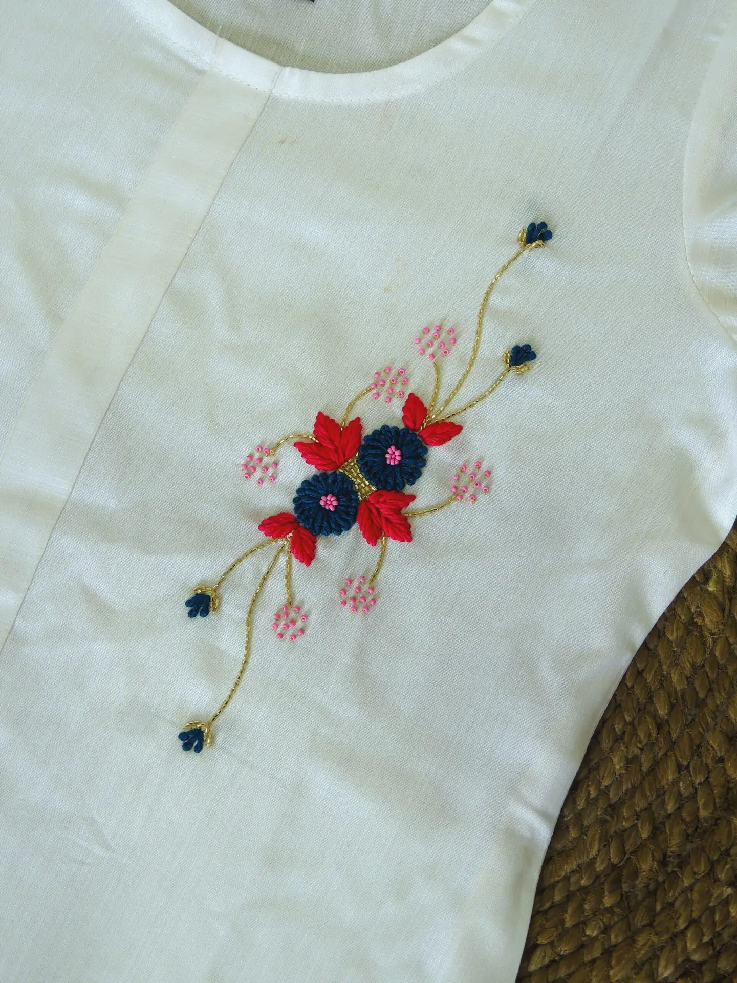 White 6 Women's White Rayon Slab Kurta With Pant/Trouser | Hand Zari Work (KURTA+PANT) - Image 1